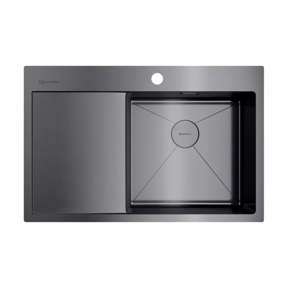 Фото Металлическая мойка Omoikiri Akisame 78-R-GM нерж. сталь/вороненая сталь