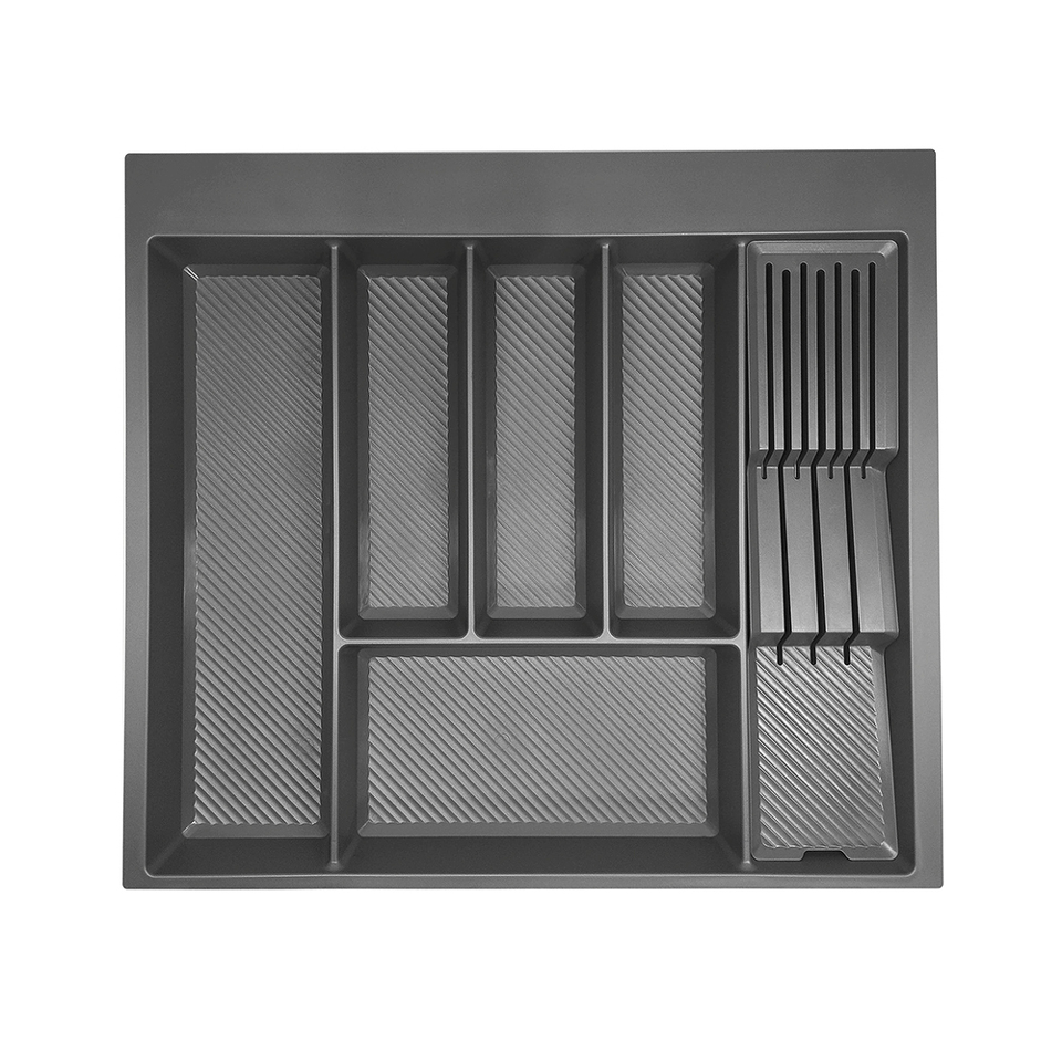 Фото Duslar Лоток MATT для столовых приборов с держателем для ножей, фасад 600 мм, 505х462х55 мм, антрацит