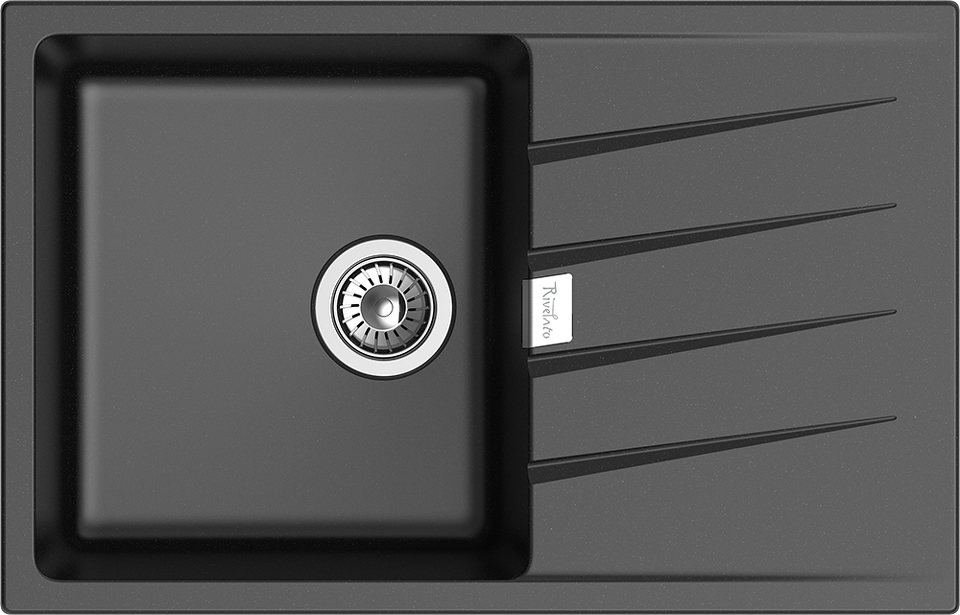Фото Кварцевая мойка Rivelato RAUM 78 1-чаша 780*500мм nero