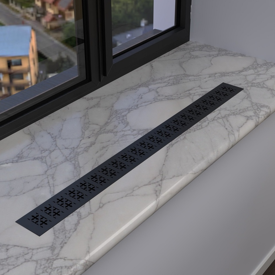 Фото Duslar Решетка вентиляционная с орнаментом 800х60 мм, черный