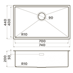 Превью картинка Металлическая мойка Omoikiri Taki 74-U/IF-GB нерж. сталь/графит #2