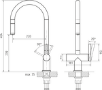 Превью картинка Смеситель для кухни Rivelato ACIO U-обр.с выдвижной лейкой и краном питьевой воды D-35мм nero #2