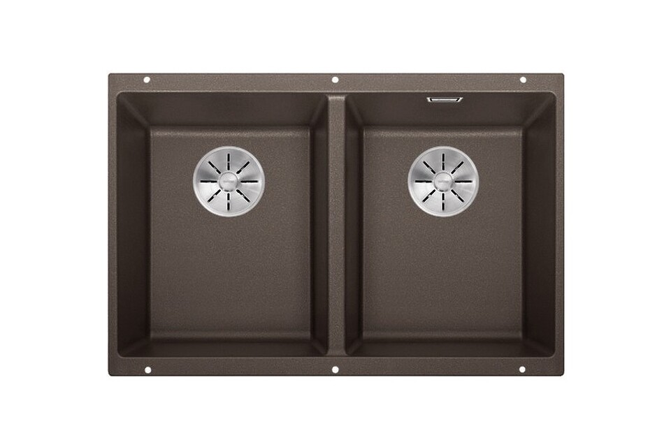 Фото Гранитная мойка Blanсo SUBLINE 350/350-U SILGRANIT PuraDur кофе с отв.арм. InFino