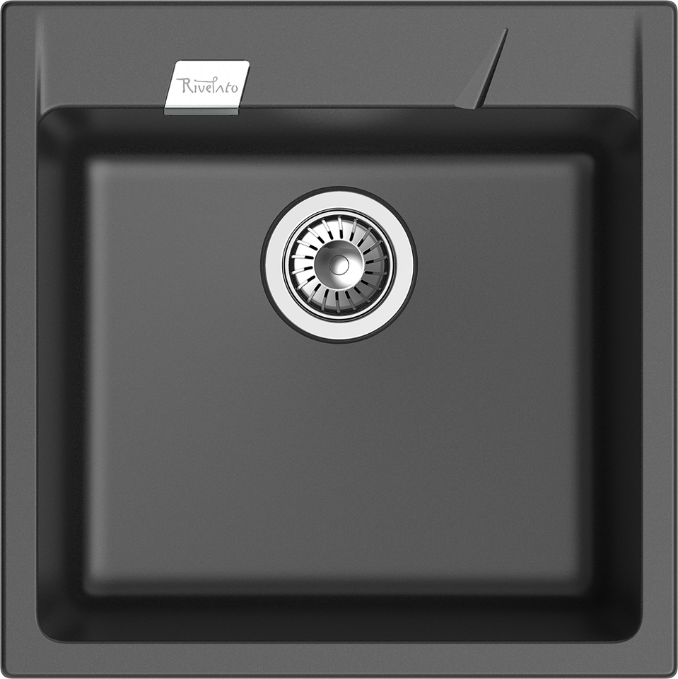 Фото Кварцевая мойка Rivelato RAUM 50 1-чаша 500*510мм antracite