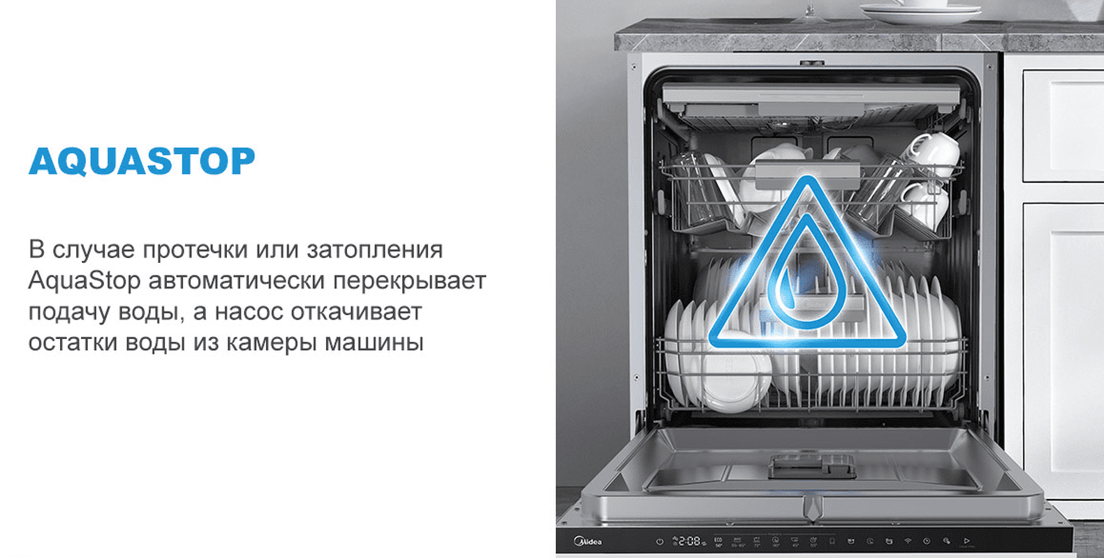 Преимущества Посудомоечная машина 45см встраиваемая Midea Встраиваемая посудомоечная машина MID45S720i