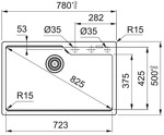 Превью картинка Гранитная мойка Franke Мойка UBG 610-72 грифельный серый стоп-вентиль #4