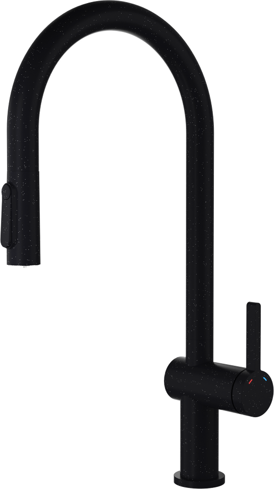 Фото Смеситель для кухни Rivelato PORTO U-обр. с выдвижной лейкой и краном питьевой воды D-35мм nero