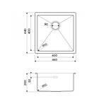Превью картинка Металлическая мойка Omoikiri Taki 44-U/IF-GM нерж. сталь/вороненая сталь #3