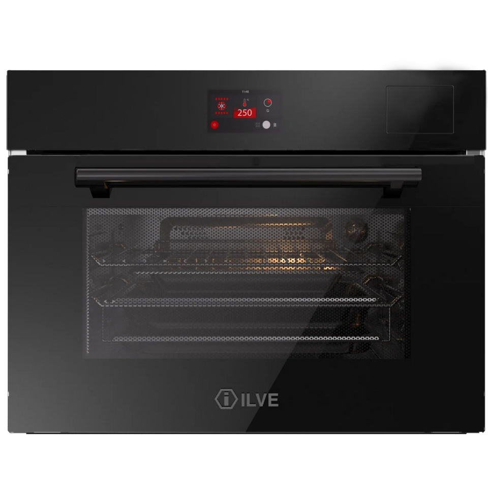 Фото Электрический духовой шкаф ILVE 645GHSW1/BK глянцевый черный (фурн. матовый черный)
