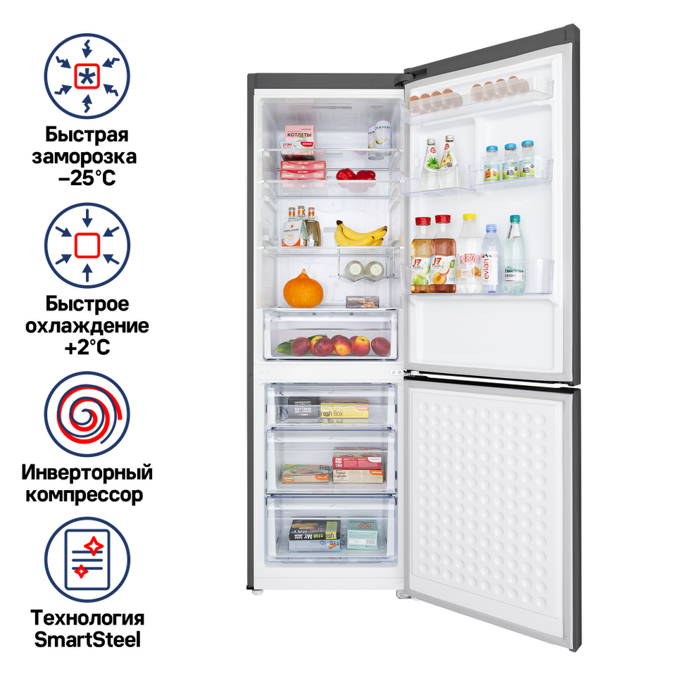 Фото Холодильник с нижней морозилкой Maunfeld MFF187NFIX10 