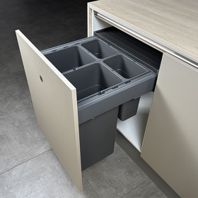 Картинка NinkaPlast Система сортировки HANDY 80 л, выдвижной фасад 600 мм, открытие нажатием, антрацит