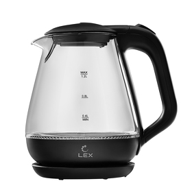 Картинка Lex LXK 30010-2,чайник стеклянный (черный)