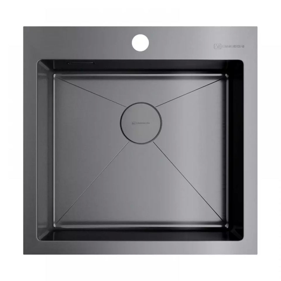 Фото Металлическая мойка Omoikiri Akisame 51-GM нерж. сталь/вороненая сталь