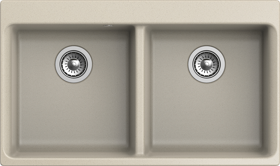 Фото Кварцевая мойка Rivelato AXEL 90-2D 2-чаши 870*520мм beige scuro