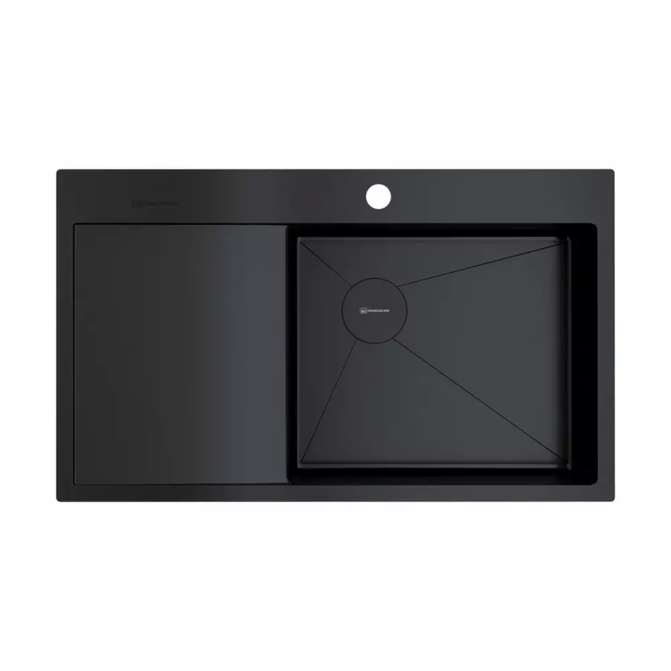 Фото Металлическая мойка Omoikiri Akisame 86-R Side-GB нерж. сталь/графит