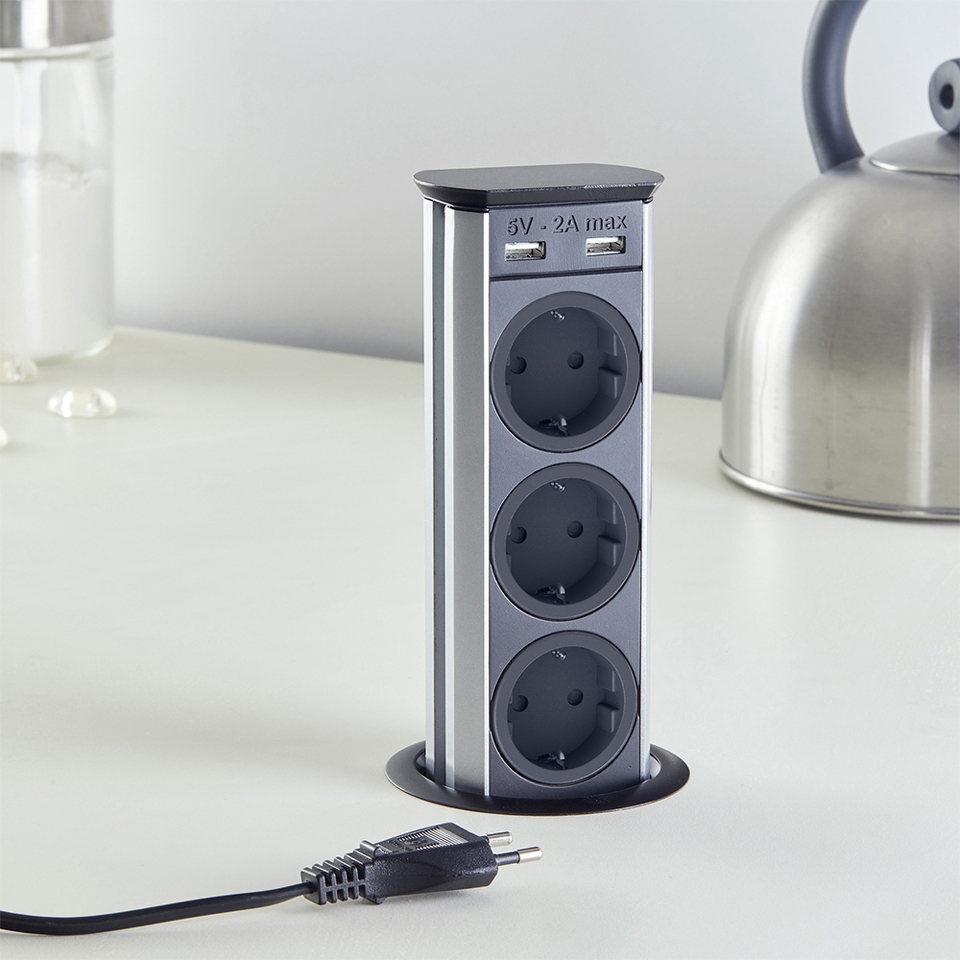 Фото SFL Розетка BRICK, врезная, черный