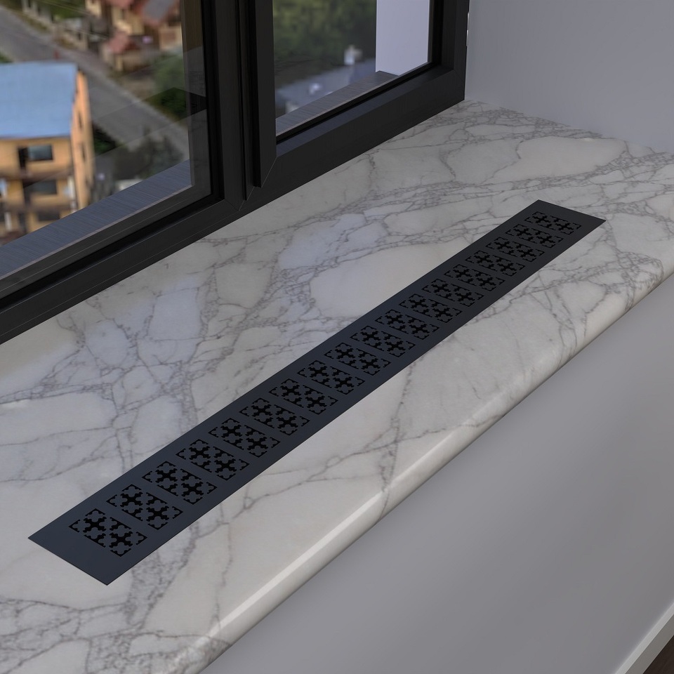 Фото Duslar Решетка вентиляционная с орнаментом 800х80 мм, черный