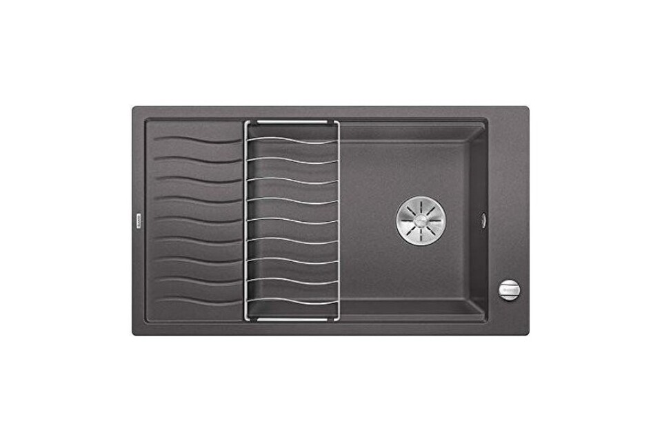 Фото Гранитная мойка Blanсo ELON XL 6S SILGRANIT PuraDur темная скала с клапаном-автоматом InFino
