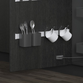 Картинка Duslar Держатель REY с 4 крючками и 2 емкостями, алюминий/антрацит