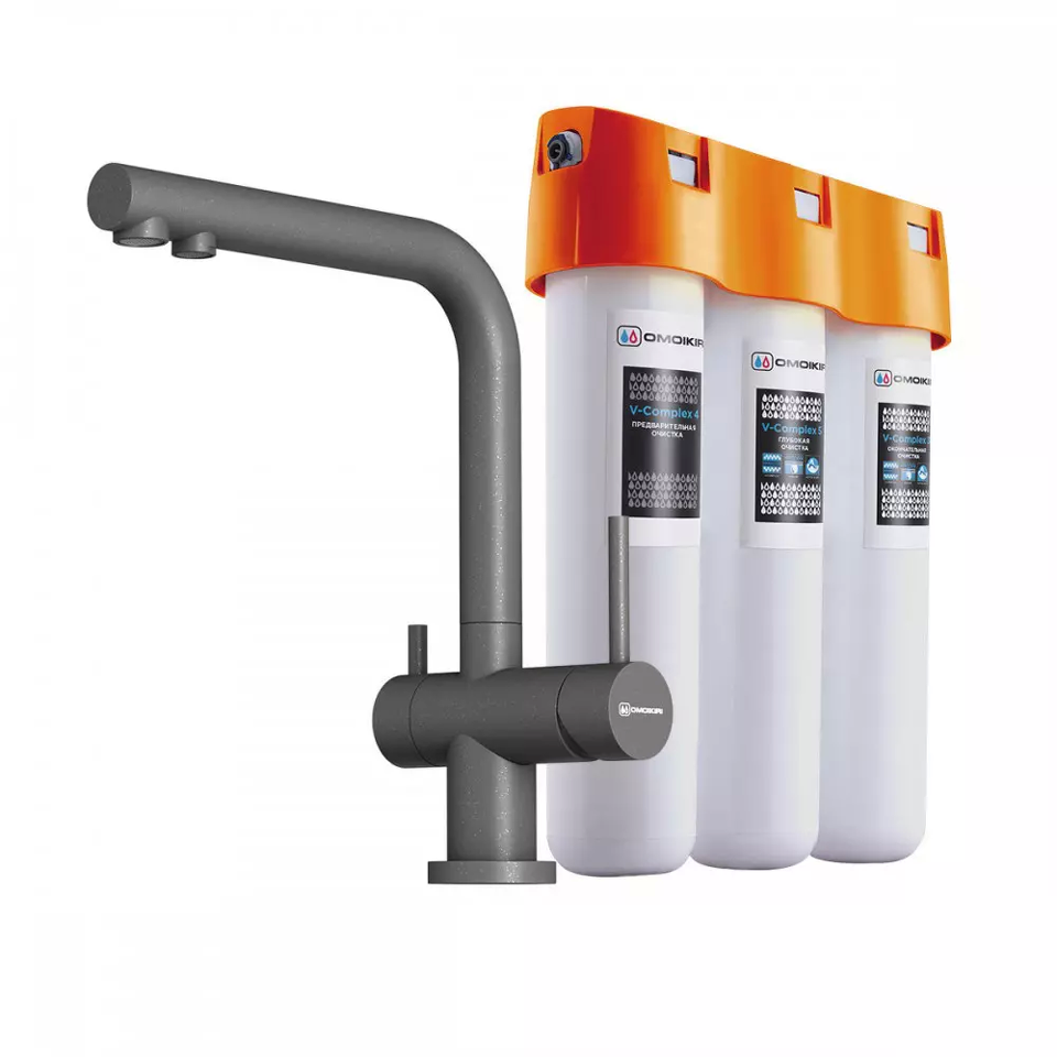 Фото Смеситель для кухни Omoikiri Nagano-PL-P + Pure drop Lite 4998028