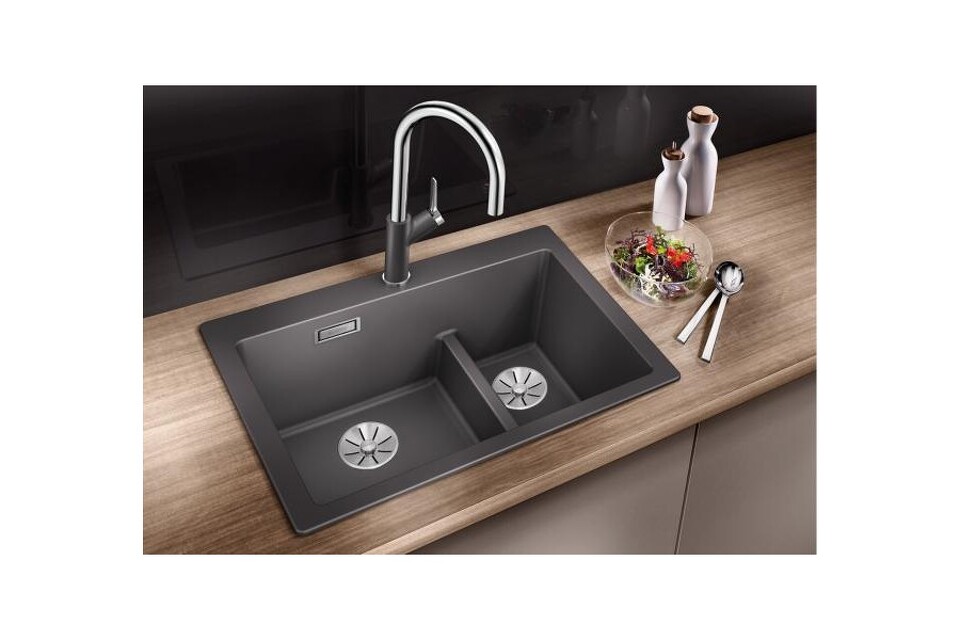 Фото Гранитная мойка Blanсo PLEON 6 Split SILGRANIT PuraDur черный