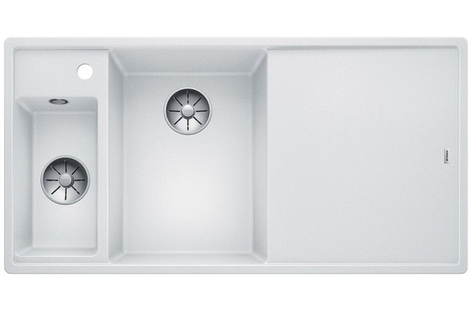 Фото Гранитная мойка Blanсo BLANCO AXIA III 6 S белый чаша слева, разделочный столик ясень c кл.-авт. InFino®