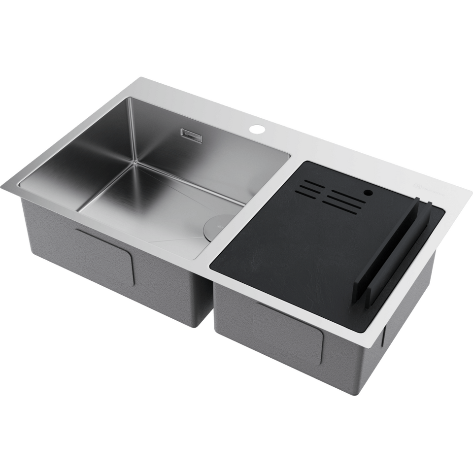 Фото Металлическая мойка Omoikiri Akisame 86-2 Side-IN нерж. сталь/нержавеющая сталь