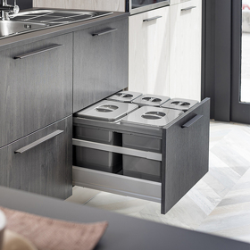 Картинка Ekotech Система сортировки JAZZ 31 л, 5 ведер, выдвижной фасад 600 мм, антрацит