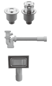 Картинка Rivelato Rinox Сифон одинарный для мойки из нерж. стали, с переливом и корзинкой для мусора - PVD