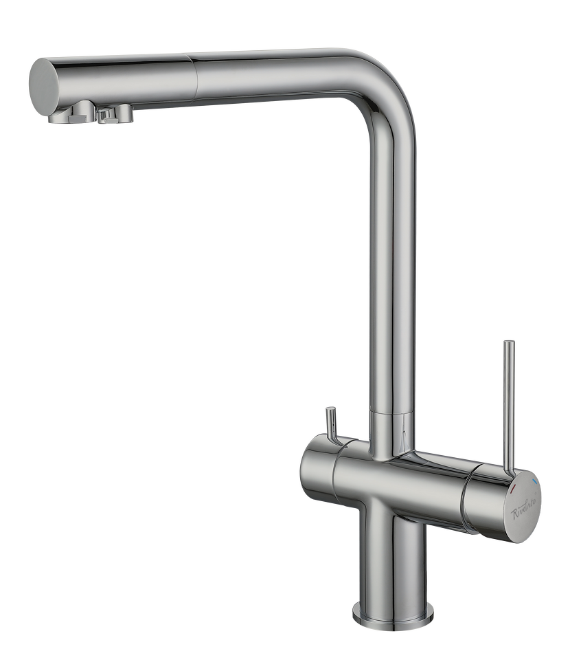 Фото Смеситель для кухни Rivelato Lugano Г-обр. с краном питьевой воды D-35мм brushed
