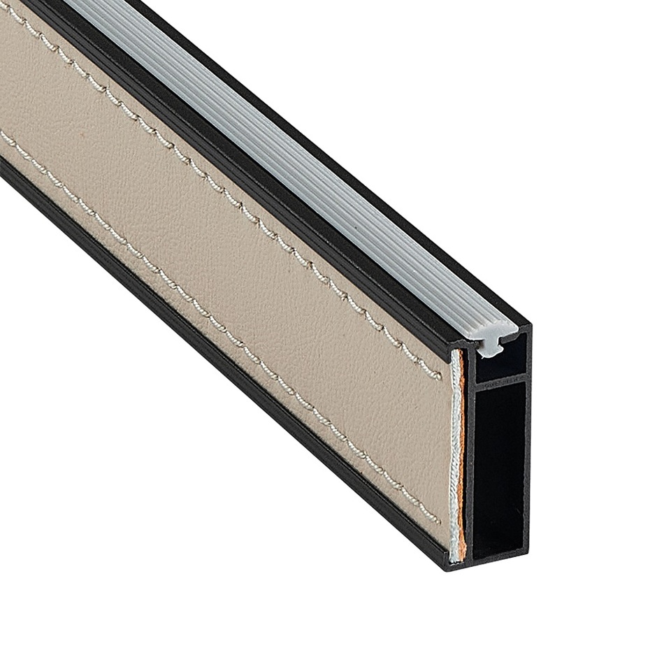 Фото Duslar Штанга прямоугольная NAPPA с кожаной вставкой, длина 3000 мм, черный/бежевый