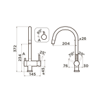 Превью картинка Смеситель для кухни Omoikiri Yamada-P-GR латунь/leningrad grey #2