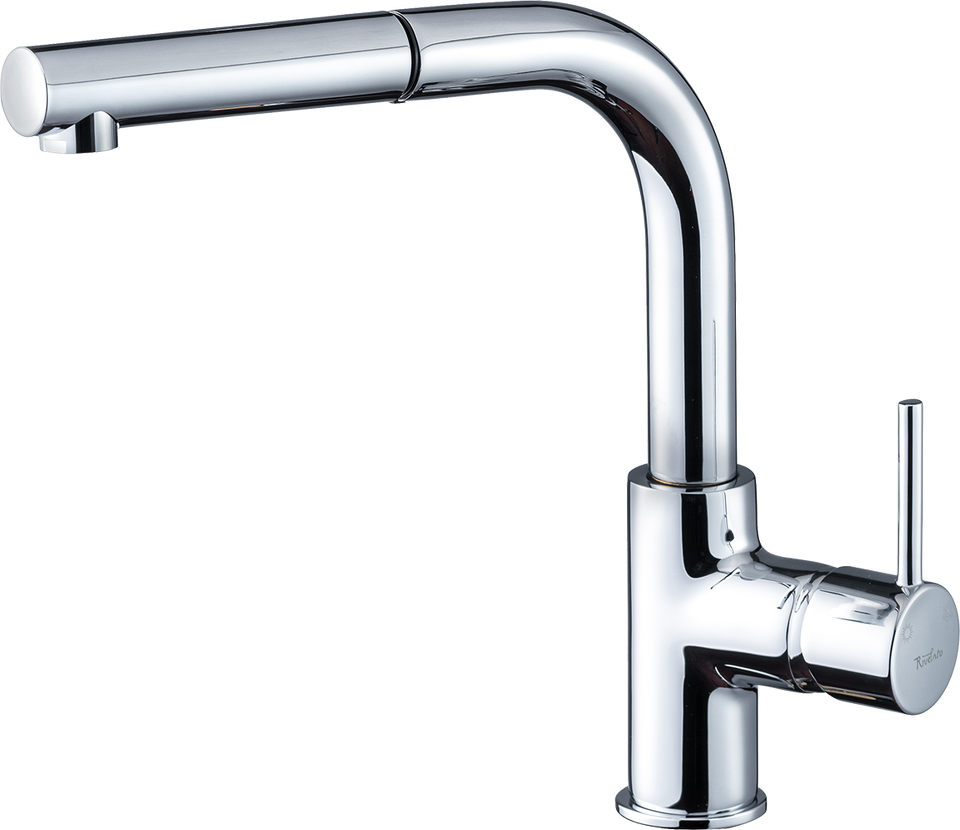 Фото Смеситель для кухни Rivelato  Ledro Г-обр.с выдвижной лейкой D-35мм cromo