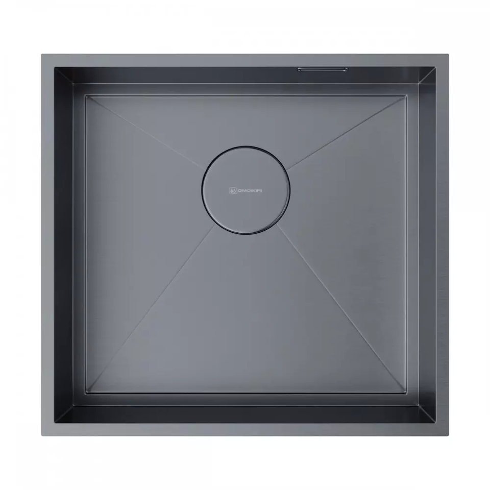 Фото Металлическая мойка Omoikiri Kasen 48-26-INT-GM нерж. сталь/вороненая сталь