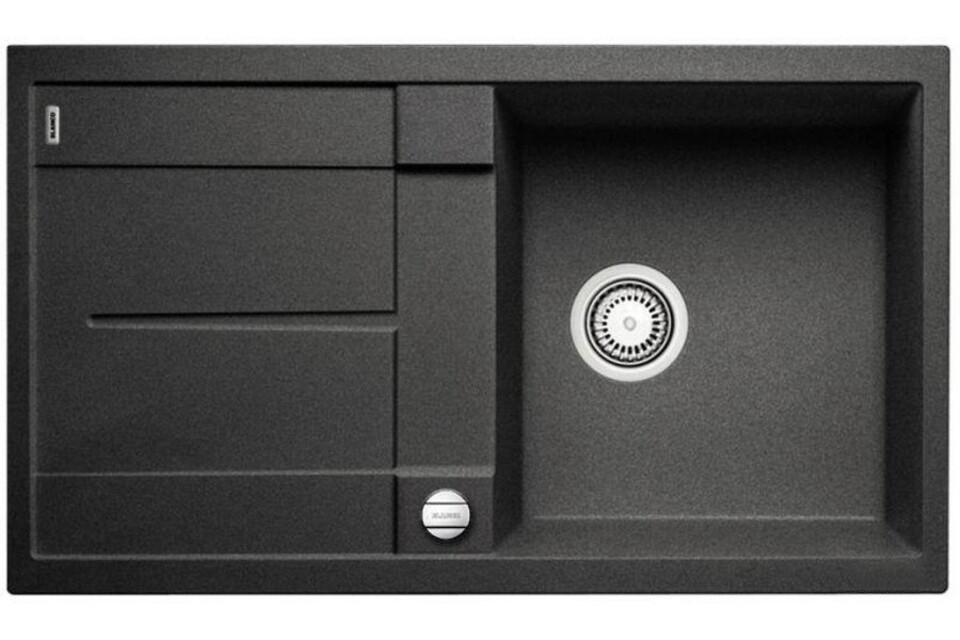 Фото Гранитная мойка Blanсo METRA 5 S-F SILGRANIT PuraDur антрацит, с клапаном-автоматом