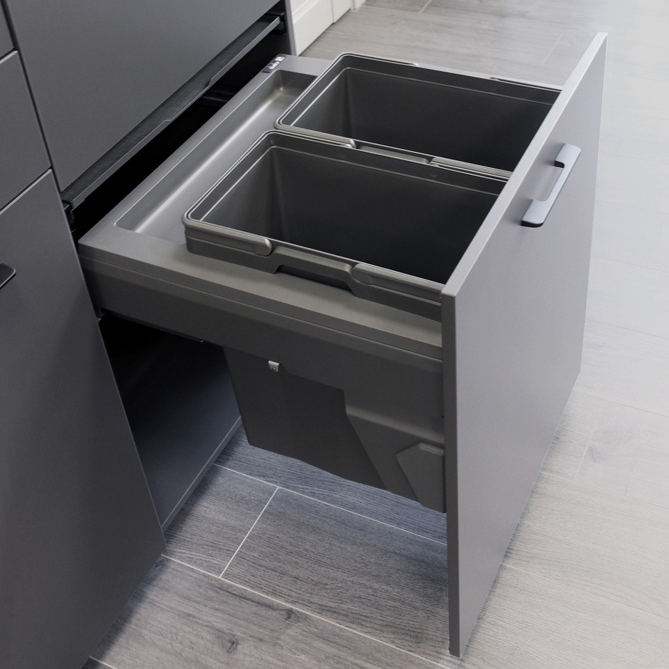 Фото Duslar Система сортировки NIGHT 56 л, выдвижной фасад 600 мм, антрацит