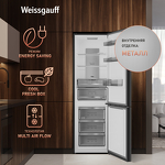 Превью картинка Холодильник с нижней морозилкой Weissgauff WRK 2000 Total NoFrost Inverter Black Glass #2