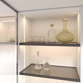 Картинка Duslar Полка GLASSIMO с подсветкой из алюминиевого профиля, ширина 767 мм, антрацит