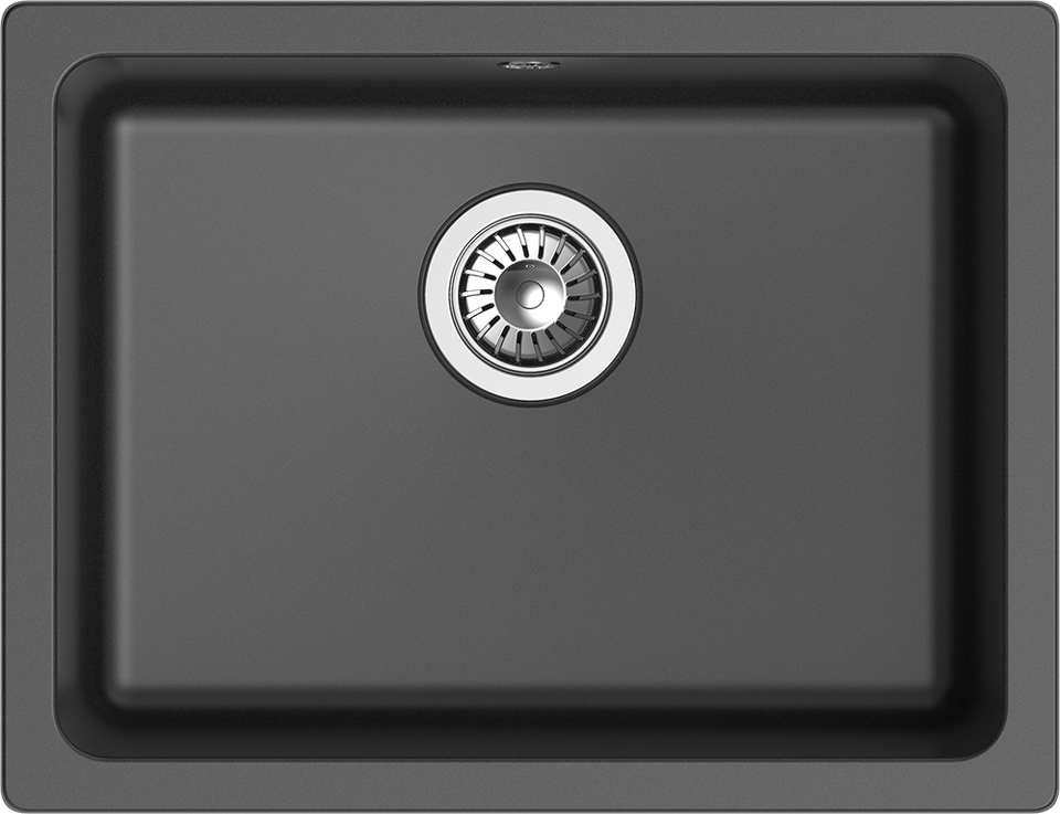 Фото Кварцевая мойка Rivelato BERKANA 50 подст.монтаж 1-чаш 560*430 antracite