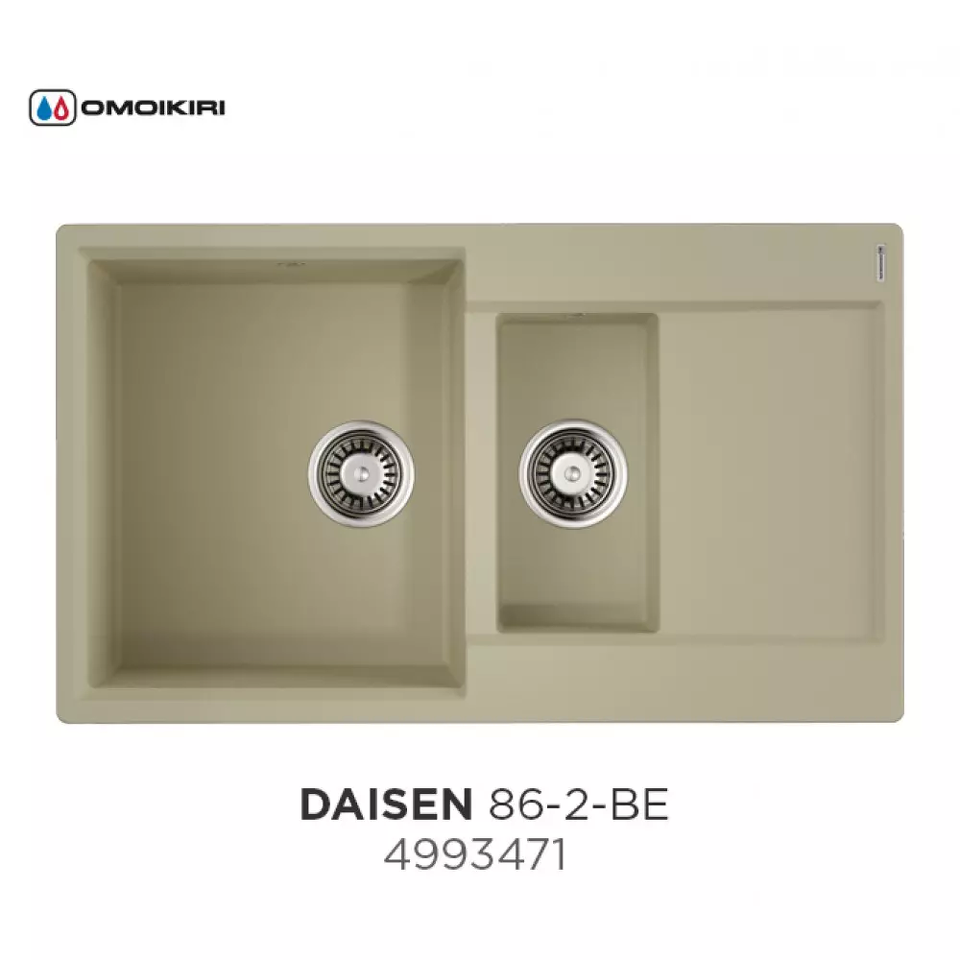 Фото Гранитная мойка Omoikiri Daisen 86-2-BE Artgranit/ваниль