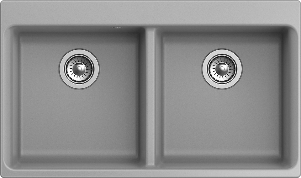 Фото Кварцевая мойка Rivelato AXEL 90-2D 2-чаши 870*520мм grigio metallizzato