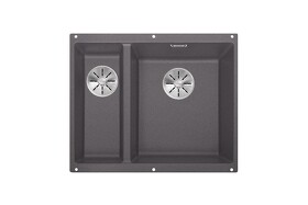 Картинка Blanсo SUBLINE 340/160-U SILGRANIT PuraDur темная скала (чаша справа) с отв.арм. InFino
