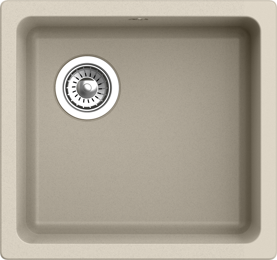 Фото Кварцевая мойка Rivelato BERKANA 45 подст.монтаж 1-чаш 485*455 beige scuro