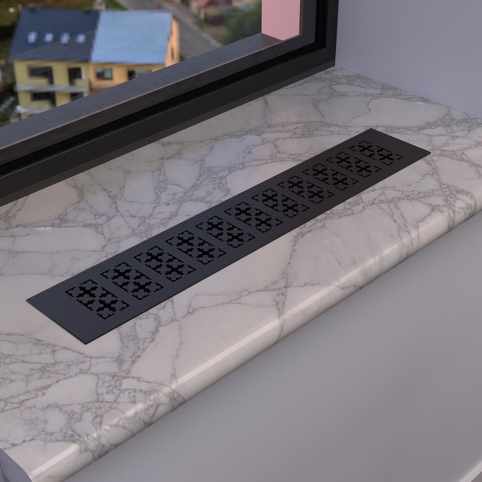 Фото Duslar Решетка вентиляционная с орнаментом 400х80 мм, черный