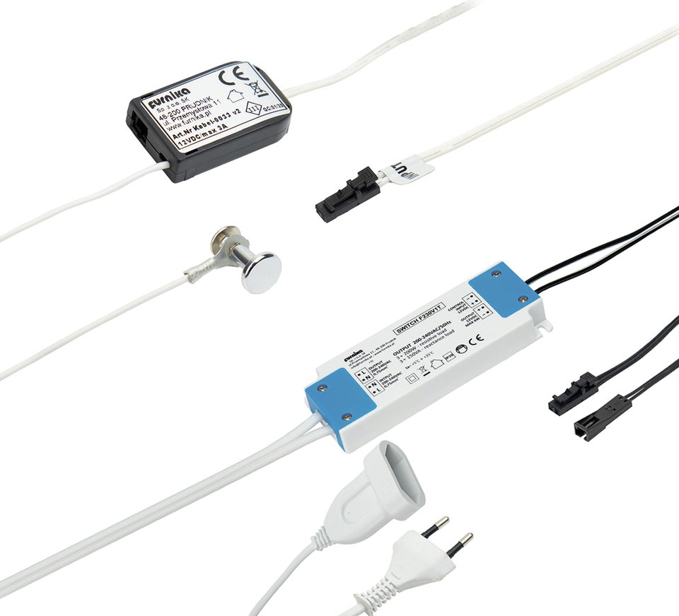 Фото Furnika Комплект из врезного сенсорного выключ-ля TOUCH SWITCH и универ-го блока управ-ния SWITCH F230, хром