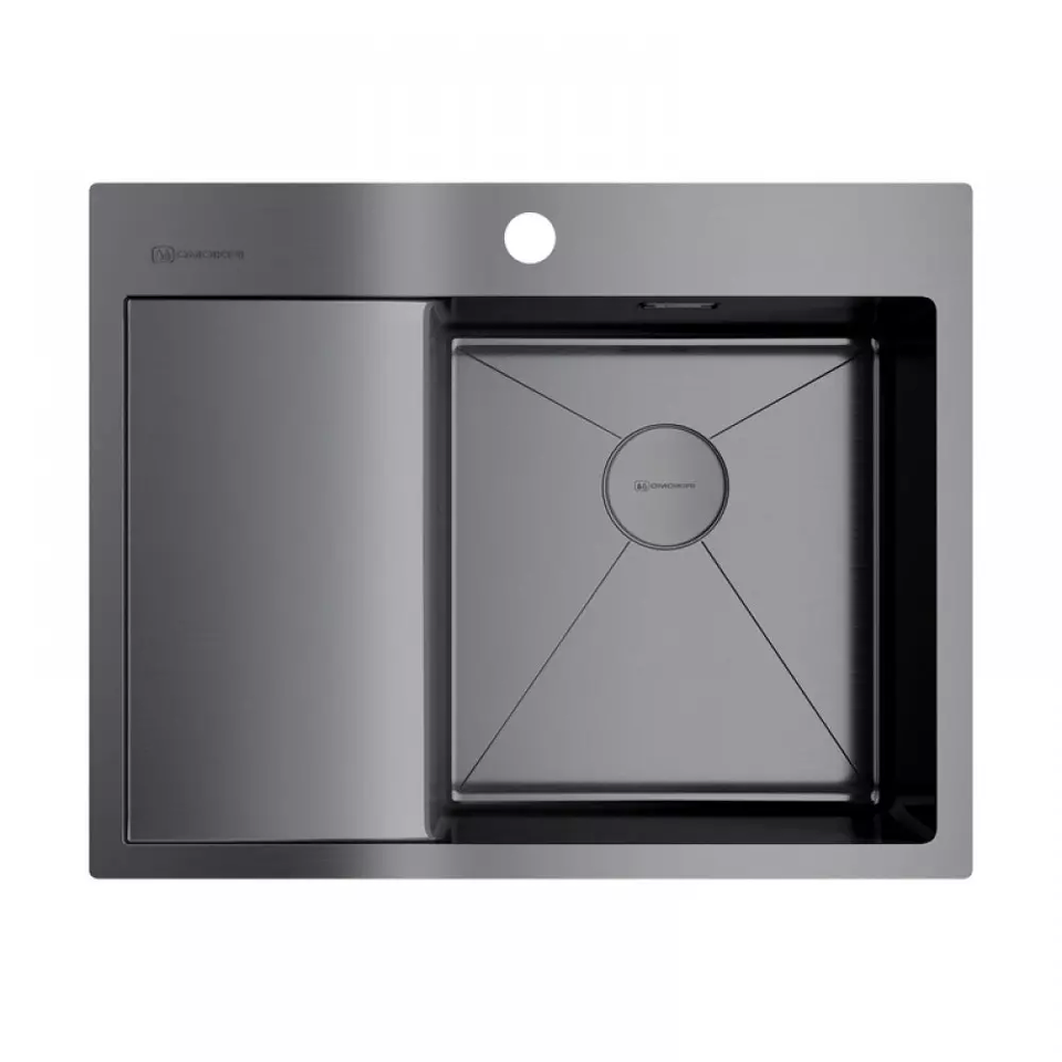 Фото Металлическая мойка Omoikiri Akisame 65-R-GM нерж. сталь/вороненая сталь