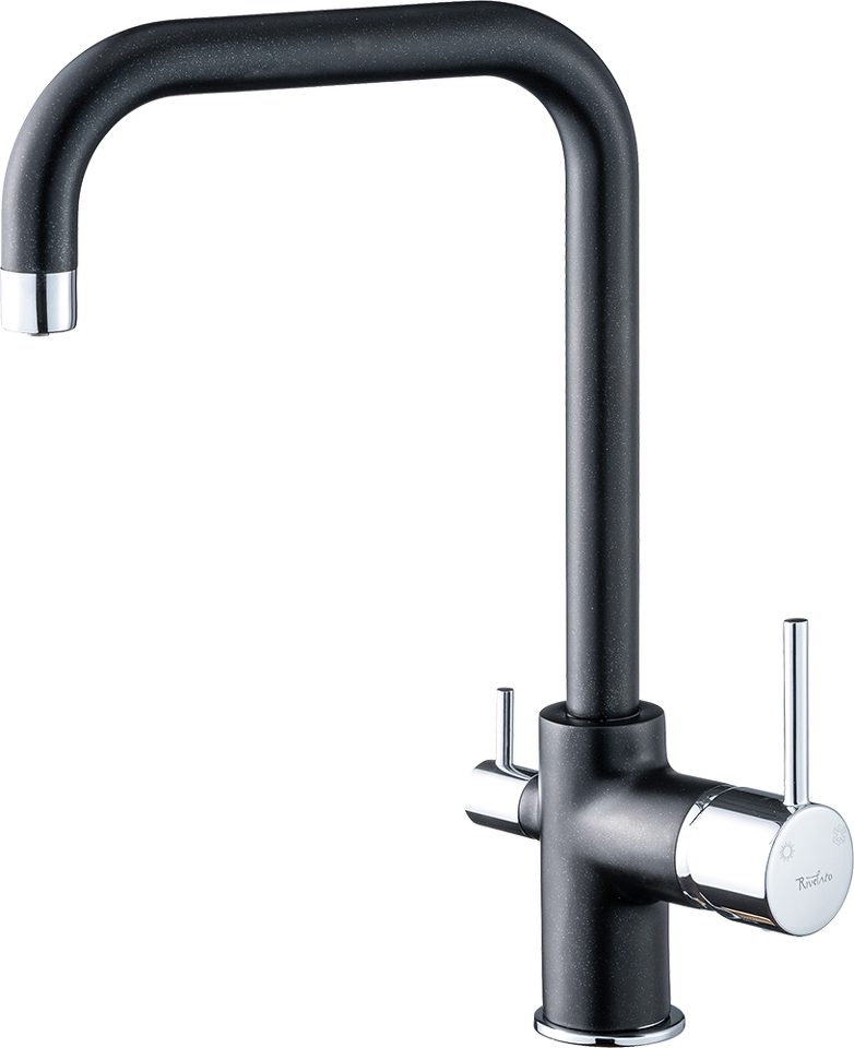 Фото Смеситель для кухни Rivelato Tovel Г-обр. с краном питьевой воды D-35мм antracite/cromo