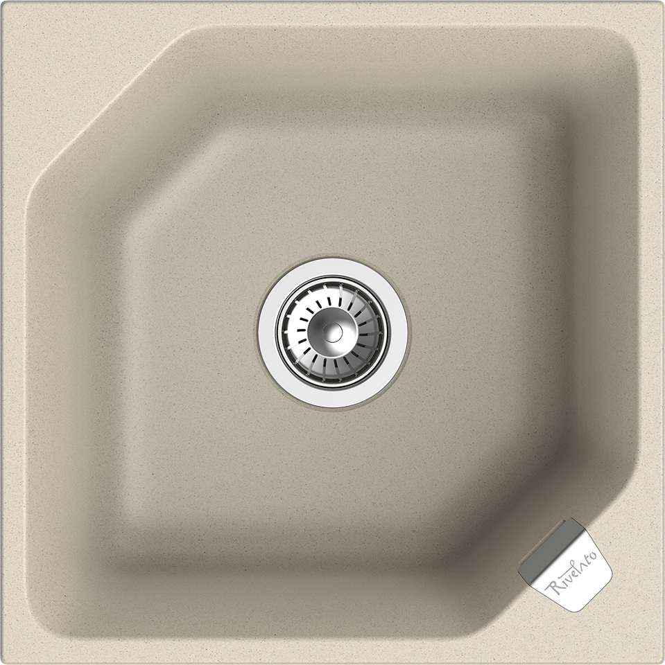 Фото Кварцевая мойка Rivelato LOCUS 50 1-чаш 500*500 beige scuro