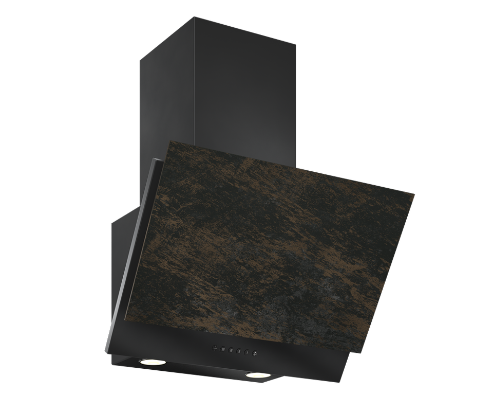Фото Наклонная вытяжка Elikor Рубин Ceramics S4 90П-700-Э4Д антрацит/бронзовый травертин